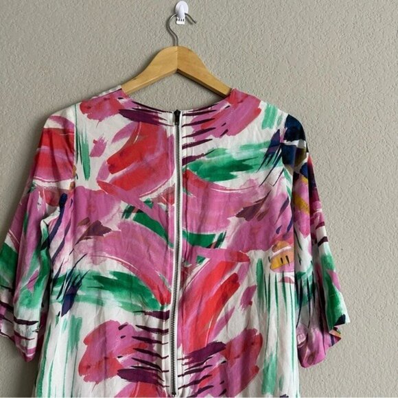 Oliveceous Multicolor Abstract Print Dress Medium - Artistic Boho & Cottagecore - Picture 5 of 12